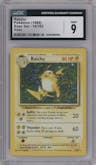 Raichu from the 1999 Pokemon set graded by CSG and given an overall grade of 9.