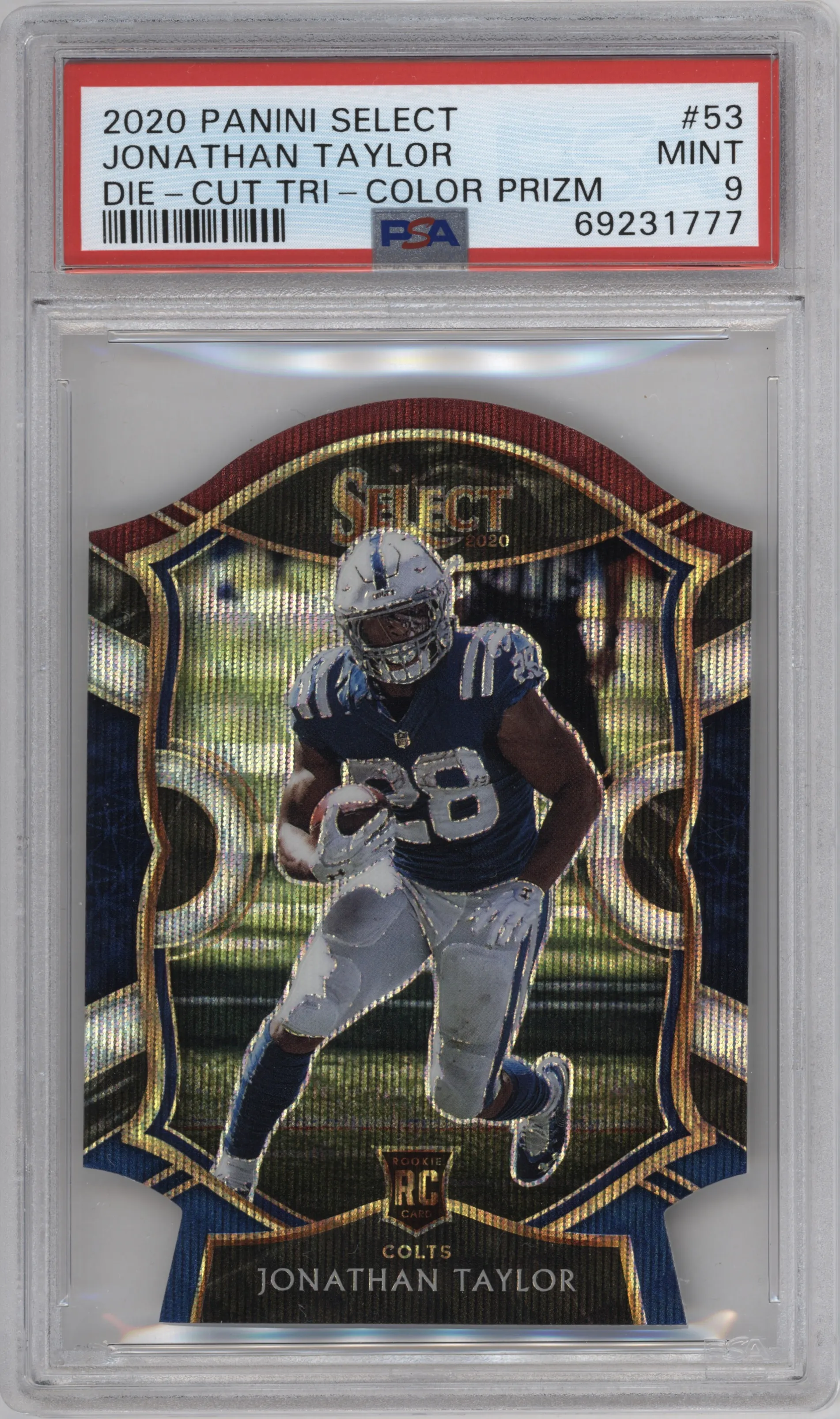 2020 Panini Select Jonathan Taylor Die-Cut Tri-Color PSA 9