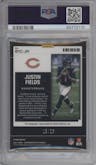 Justin Fields from the 2021 Panini Contenders Optic set featuring a Blue parallel graded by PSA and given an overall grade of 9.5.