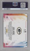 Josh Jacobs from the 2024 Panini Prizm set graded by PSA and given an overall grade of 10.