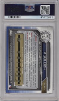 Esteury Ruiz from the 2019 Bowman  set graded by PSA and given an overall grade of 10.