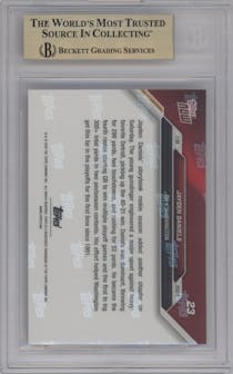 Jayden Daniels from the 2024 Topps Now set graded by Beckett and given an overall grade of 10.