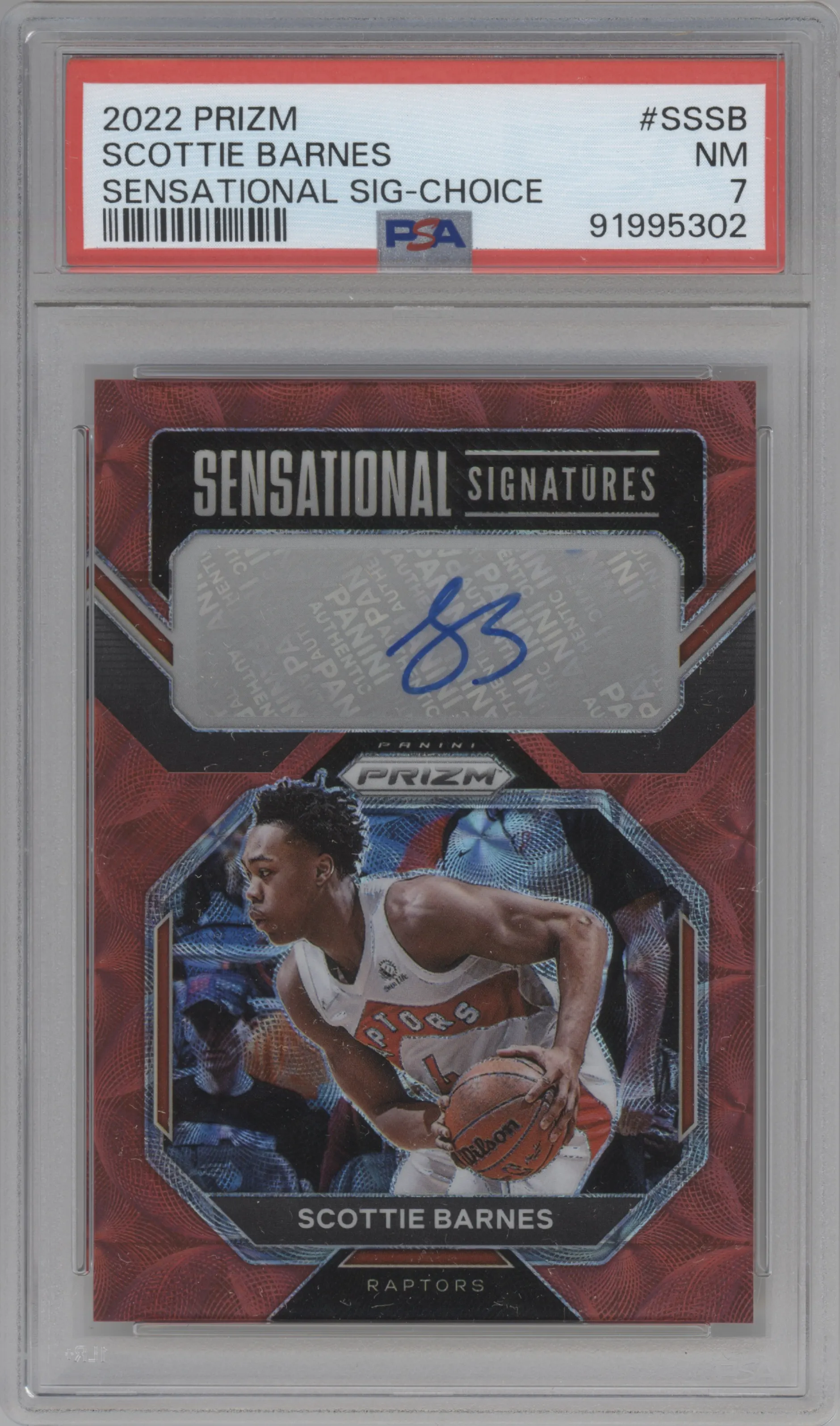 2022 Panini Prizm Sensational Sig. Scottie Barnes Choice PSA 7