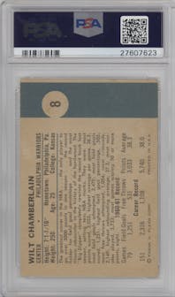 Wilt Chamberlain from the 1961 Fleer set graded by PSA and given an overall grade of 3.