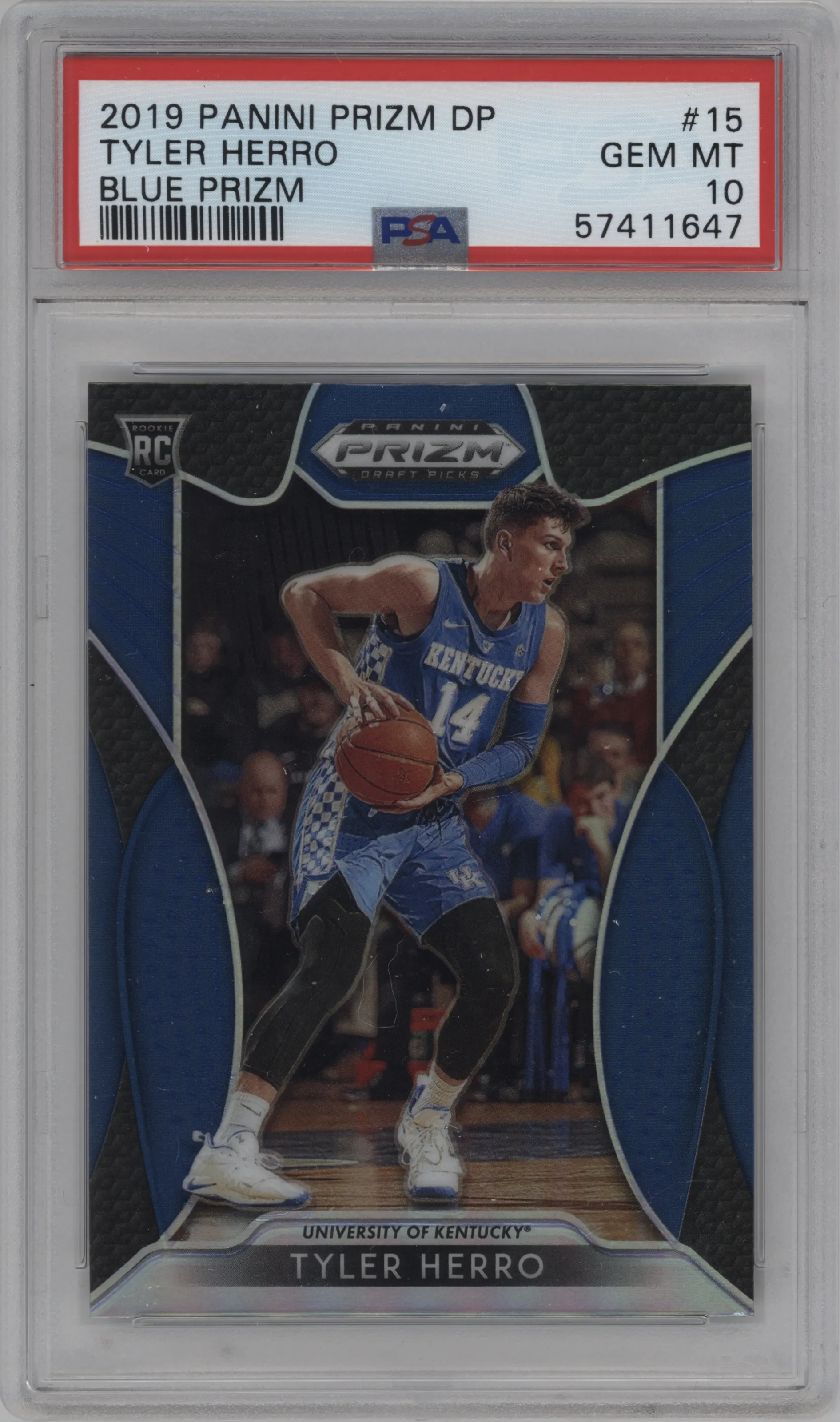 2019 Panini Prizm Draft Picks Tyler Herro Blue Prizm #15 PSA 10