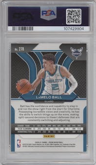 LaMelo Ball from the 2020-21 Panini Prizm set graded by PSA and given an overall grade of 9.