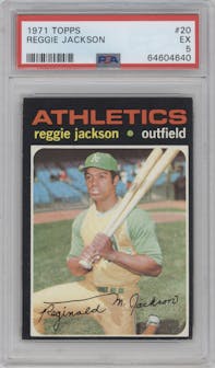 Reggie Jackson from the 1971 Topps set graded by PSA and given an overall grade of 5.