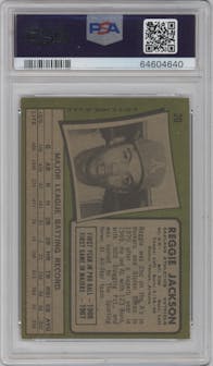 Reggie Jackson from the 1971 Topps set graded by PSA and given an overall grade of 5.