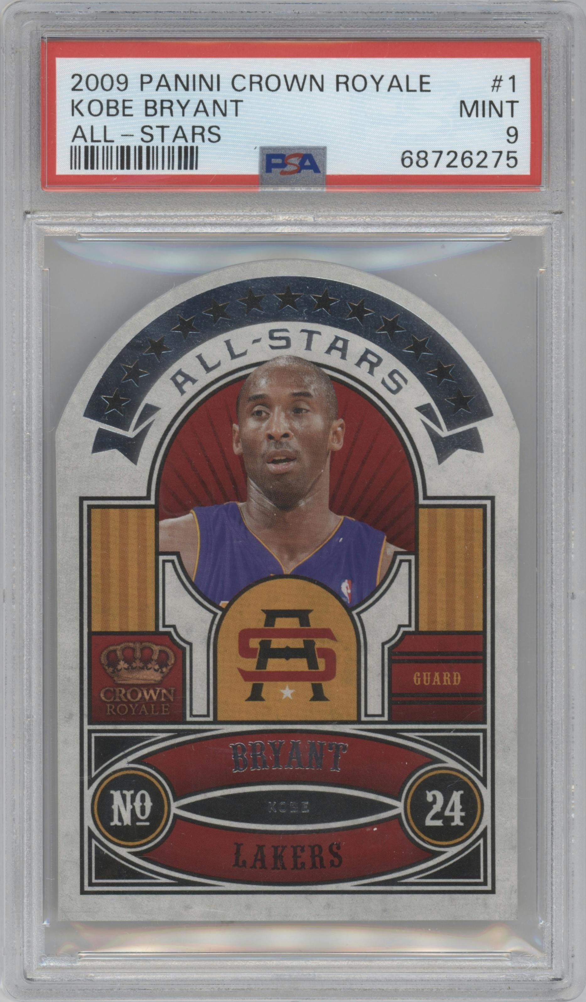 Kobe Bryant from the 2009-10 Panini Crown Royale set graded by PSA and given an overall grade of 9.