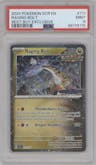 Raging Bolt from the 2024 Pokemon SV set featuring a Stellar Crown Stamped parallel graded by PSA and given an overall grade of 9.