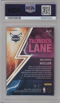 Brandon Miller from the 2023-24 Panini Select  set featuring a Gold Prizm parallel graded by PSA and given an overall grade of 8.