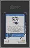 Drake Maye from the 2024 Donruss Optic set featuring a Purple Scope parallel graded by SGC and given an overall grade of 9.
