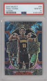 Trae Young from the 2022-23 Panini Select set featuring a Cosmic parallel graded by PSA and given an overall grade of 10.