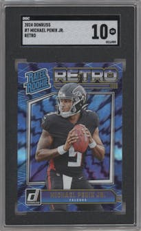 Michael Penix Jr. from the 2024 Donruss set graded by SGC and given an overall grade of 10.