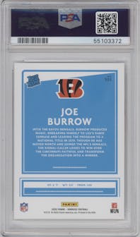 Joe Burrow from the 2020 Panini Donruss set graded by PSA and given an overall grade of 10.