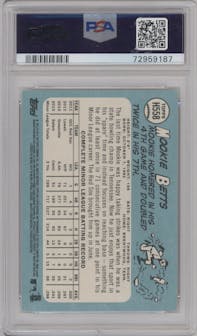 Mookie Betts from the 2014 Topps Heritage set graded by PSA and given an overall grade of 9.