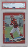 Rashee Rice from the 2023 Donruss Optic set featuring a Red parallel graded by PSA and given an overall grade of 9.