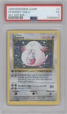Chansey  from the 1999 Pokemon set graded by PSA and given an overall grade of 5.
