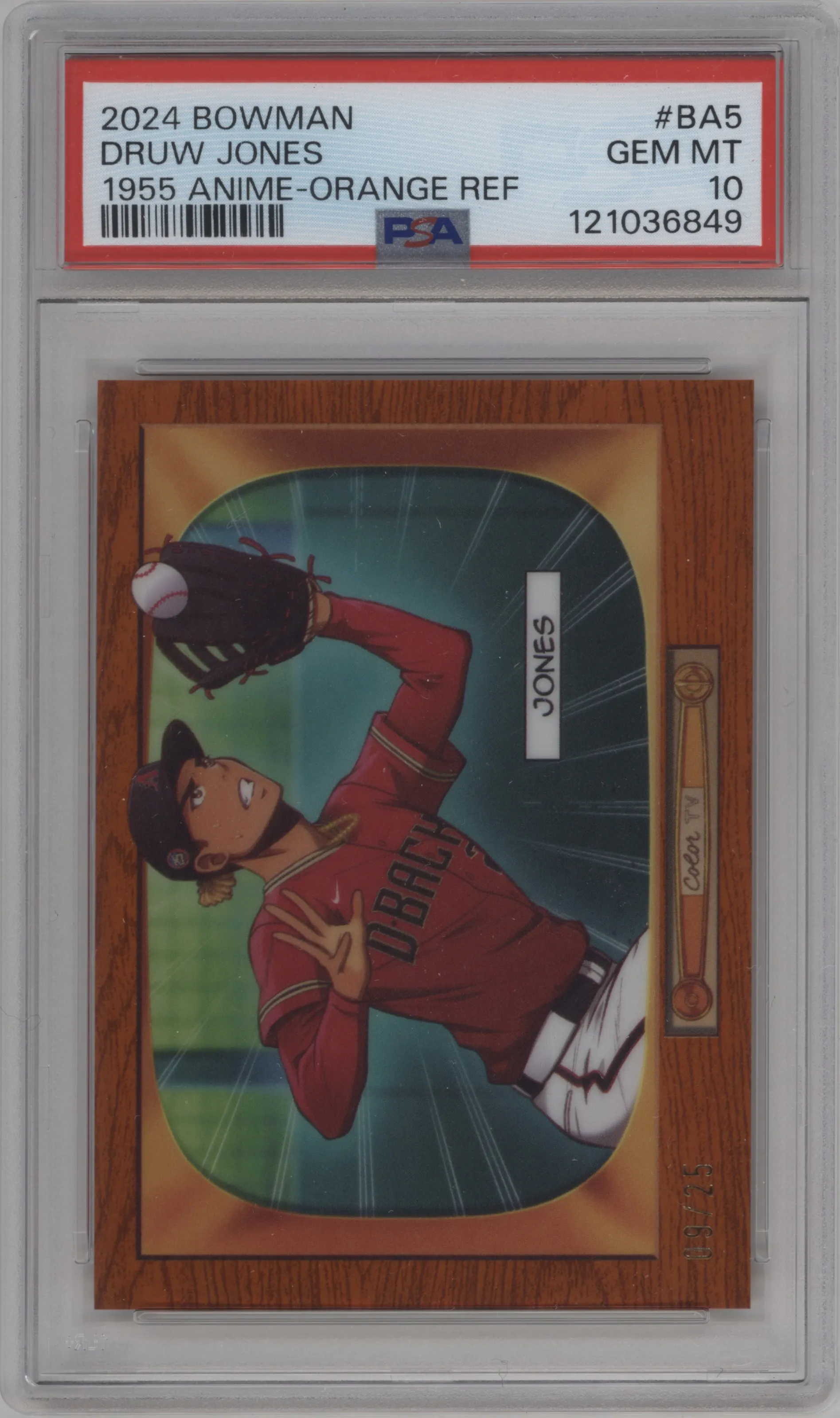 2024 Bowman '55 Anime Druw Jones Orange Refractor #BA-5 PSA 10