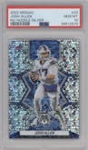 Josh Allen from the 2022 Panini Mosaic set featuring a No Huddle Silver parallel graded by PSA and given an overall grade of 10.
