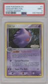 Gengar from the 2006 Pokemon EX set graded by PSA and given an overall grade of 9.