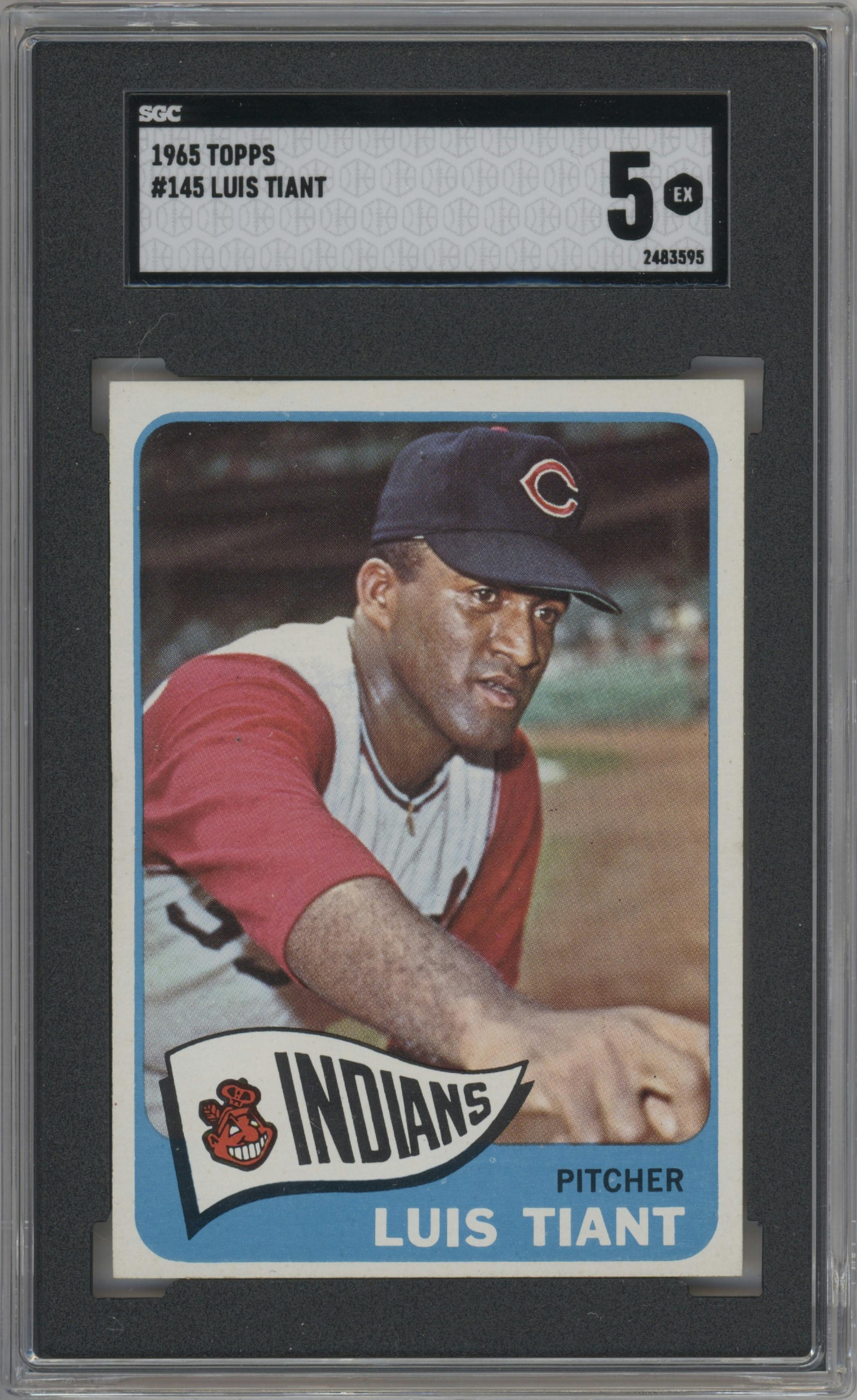 Luis Tiant from the 1965 Topps set graded by SGC and given an overall grade of 5.
