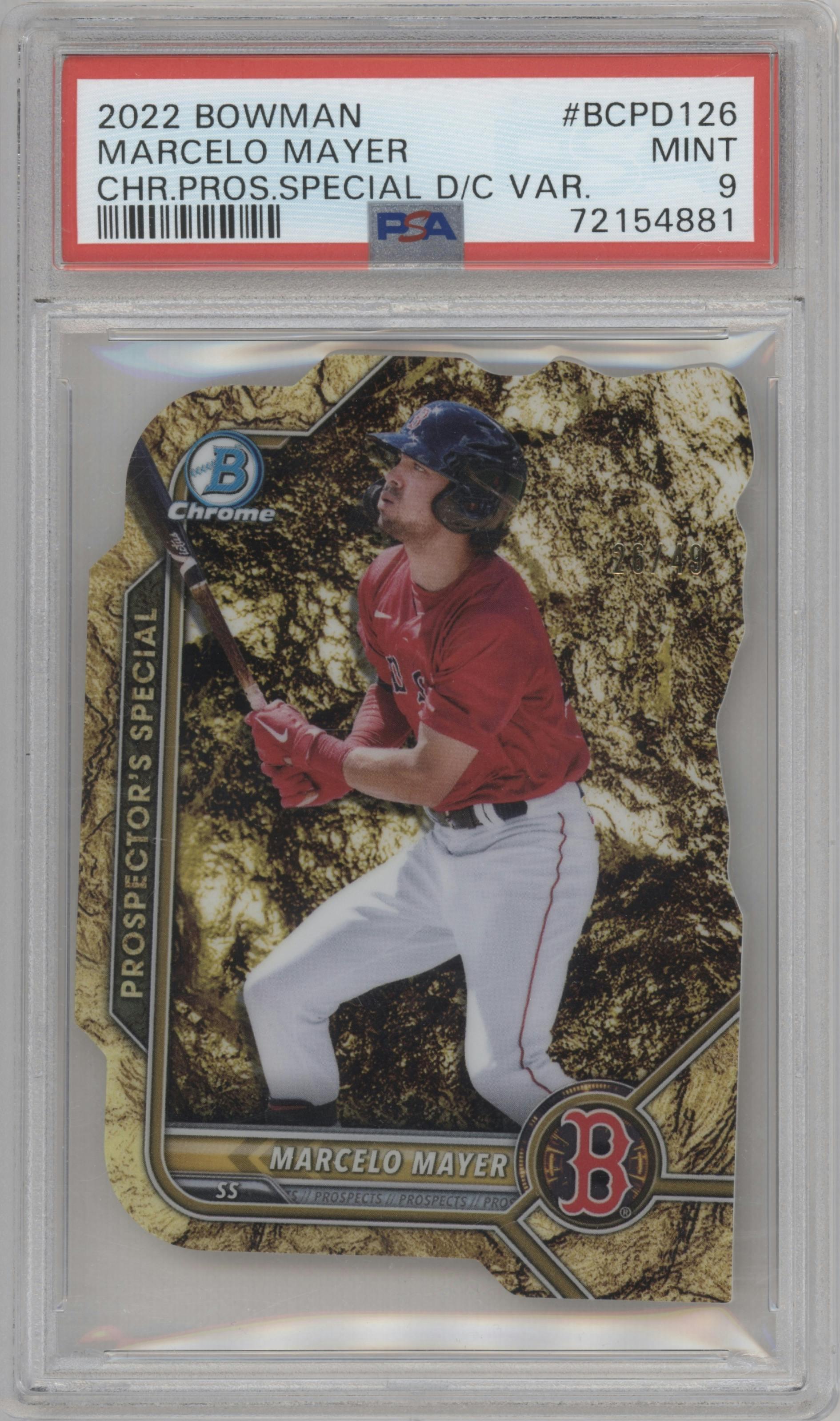 Marcelo Mayer from the 2022 Bowman set graded by PSA and given an overall grade of 9.