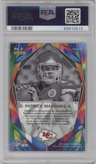 Patrick Mahomes II from the 2017 Panini Prizm set graded by PSA and given an overall grade of 10.