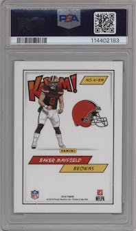 Baker Mayfield from the 2018 Panini Kaboom Rewards Multi-Sport set graded by PSA and given an overall grade of 10.