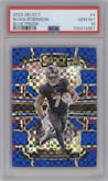 Bijan Robinson from the 2023 Panini Select set featuring a  Blue Prizm parallel graded by PSA and given an overall grade of 10.