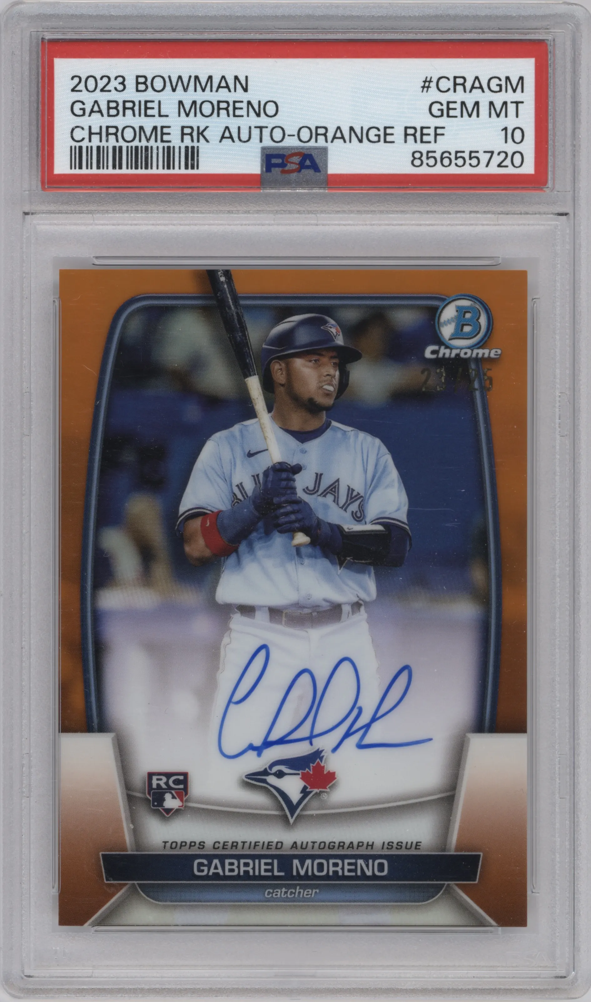 2023 Bowman Chr.Rke.Auto Gabriel Moreno Orange Refractor PSA 10