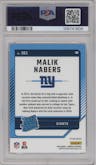 Malik Nabers from the 2024 Donruss set featuring a Pink parallel graded by PSA and given an overall grade of 10.
