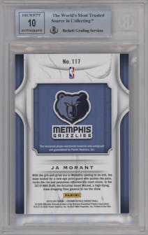 Ja Morant from the 2019-20 Panini Crown Royale set graded by Beckett and given an overall grade of 8.5.