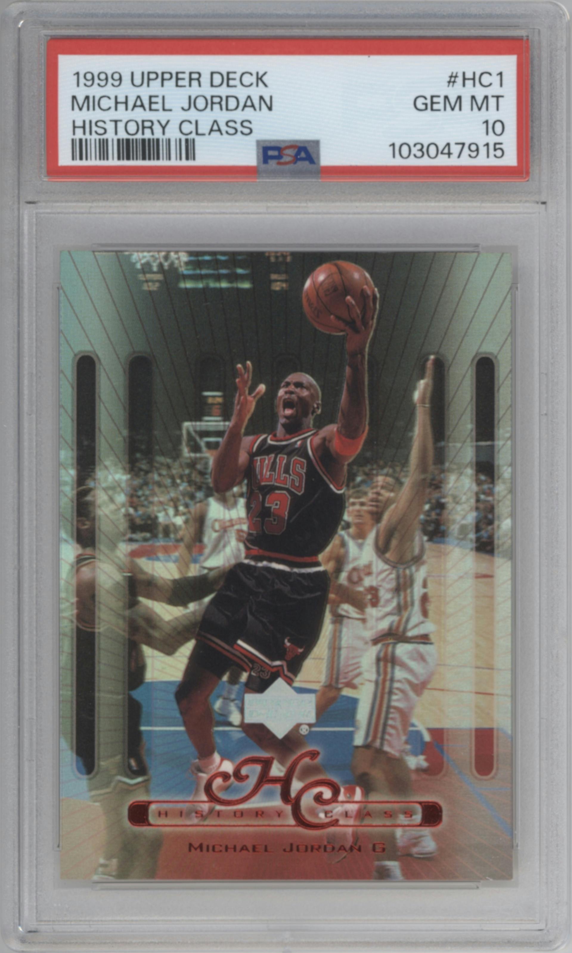 Michael Jordan from the 1999-00 Upper Deck set graded by PSA and given an overall grade of 10.