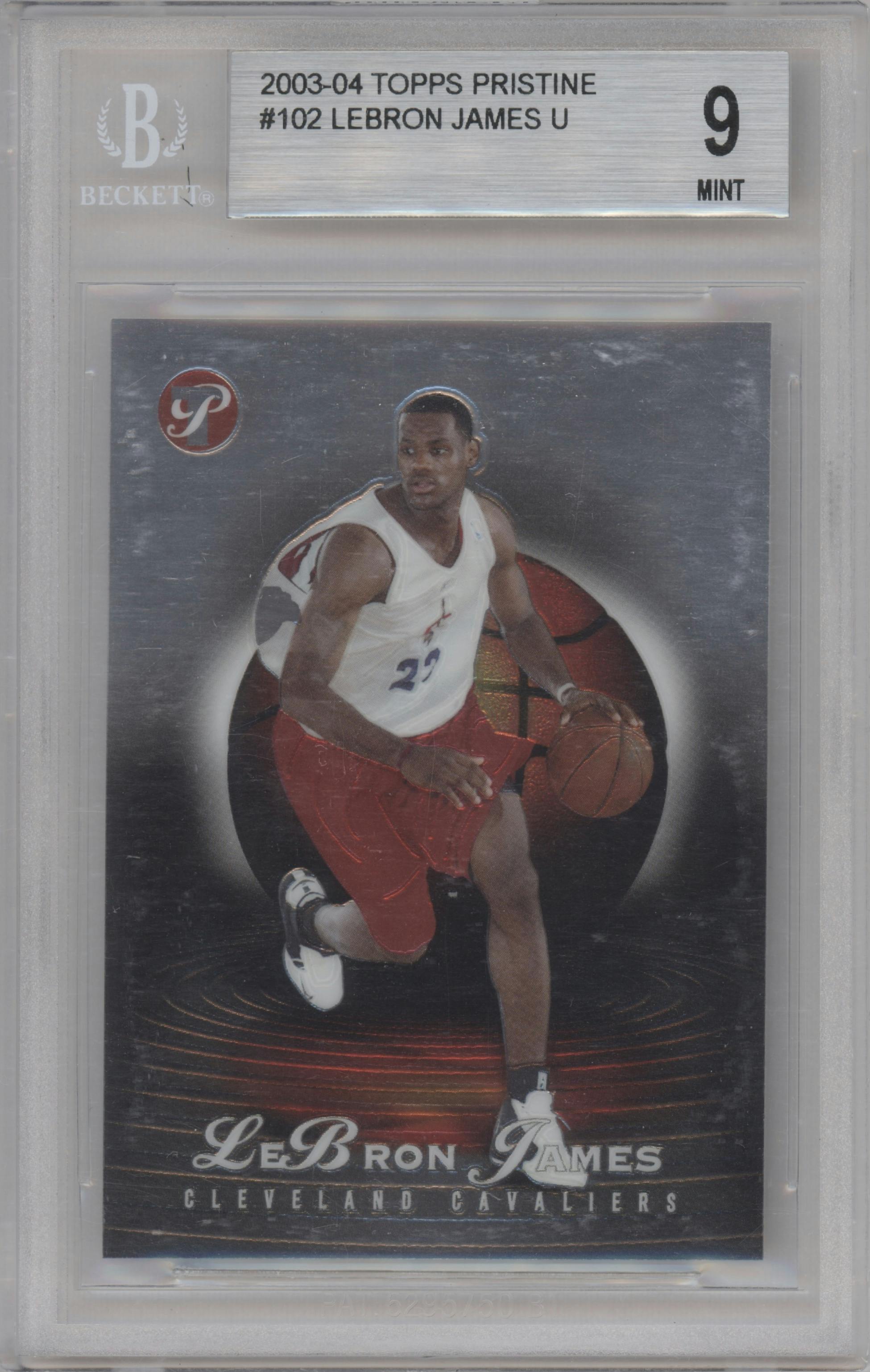 LeBron James from the 2003-04 Topps Pristine  set graded by Beckett and given an overall grade of 9.