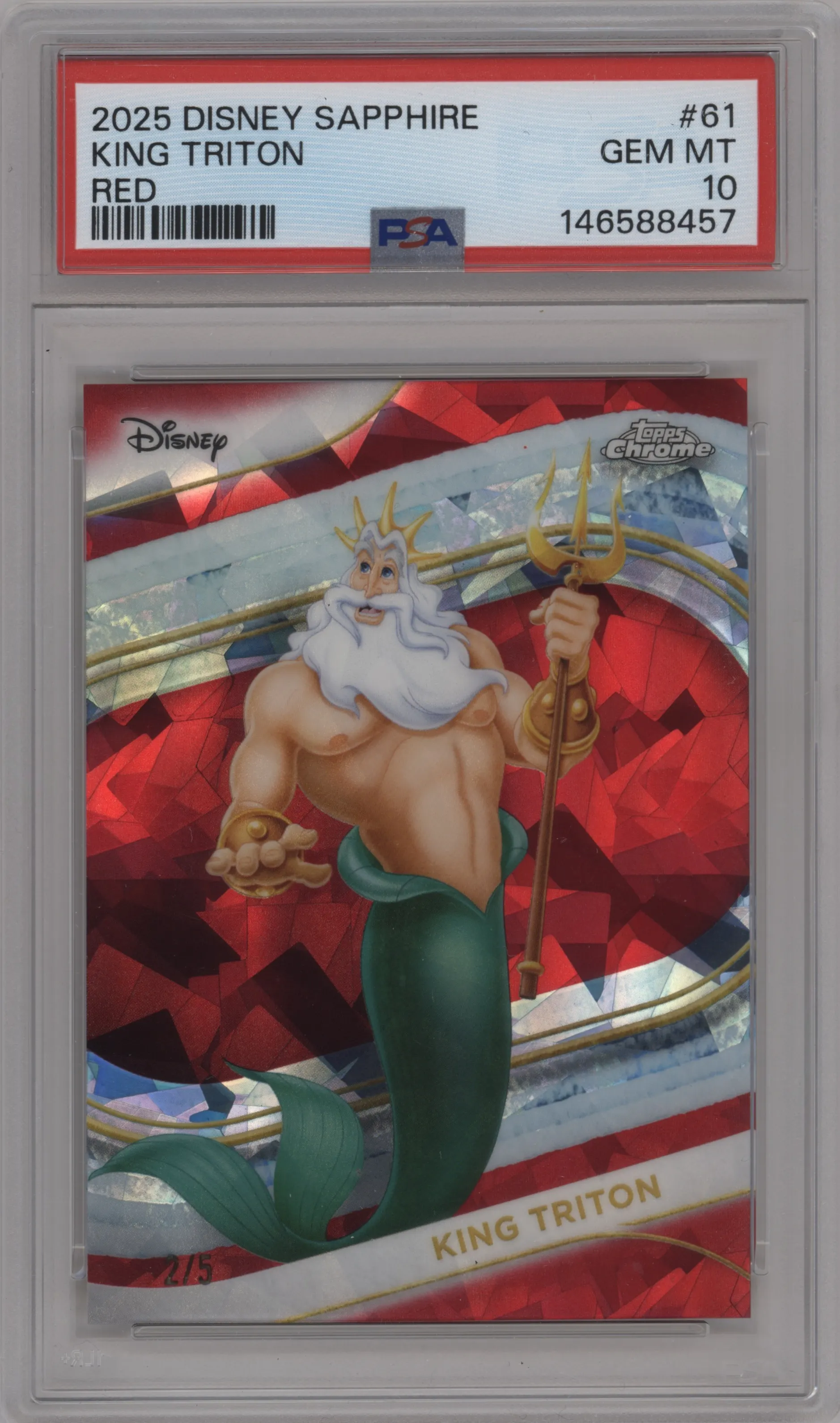 2025 Topps Chrome Sapphire Edition Disney King Triton Red PSA 10