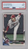 Shohei Ohtani from the 2018 Bowman set graded by PSA and given an overall grade of 9.