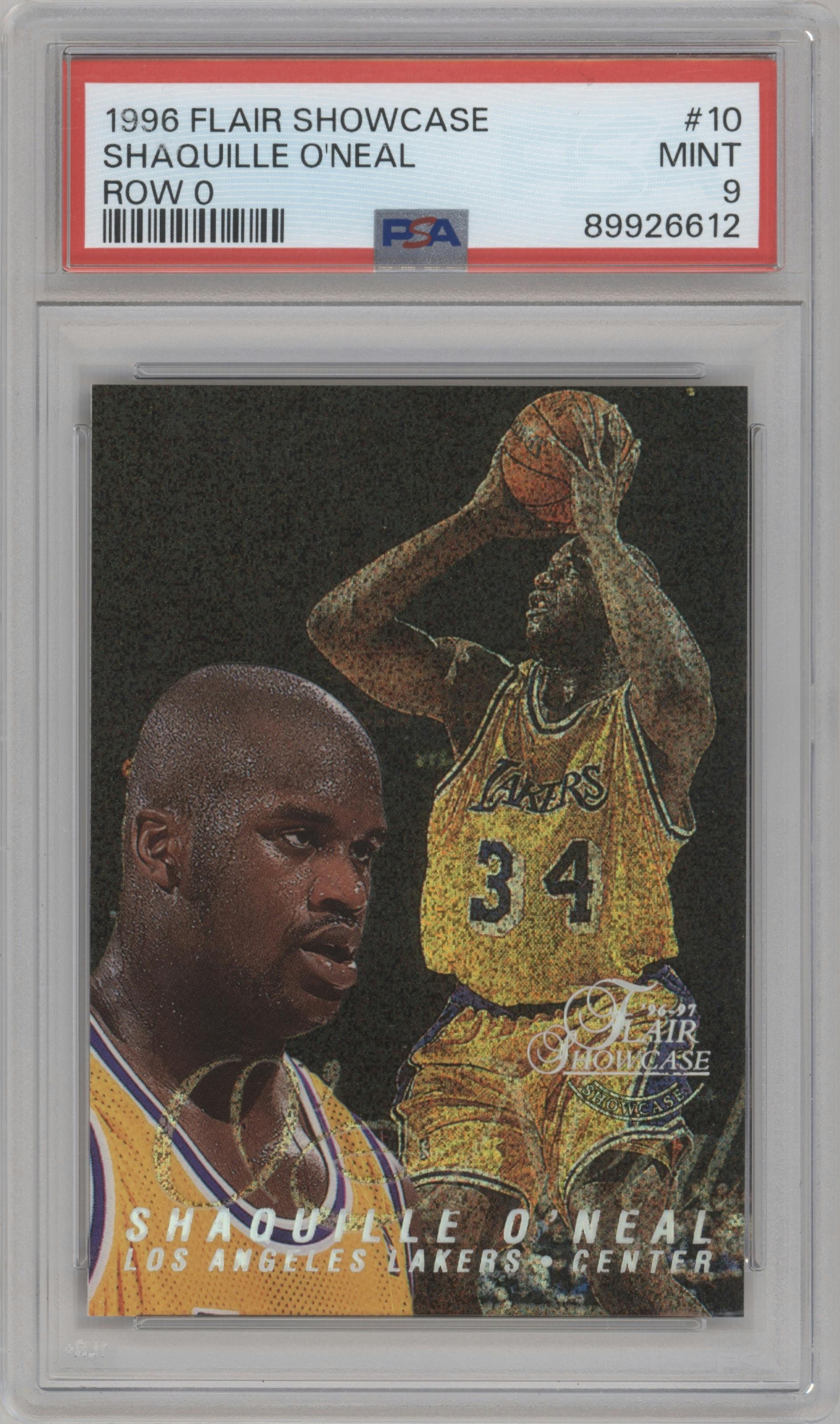 Shaquille O'Neal from the 1996-97 Flair Showcase  set graded by PSA and given an overall grade of 9.