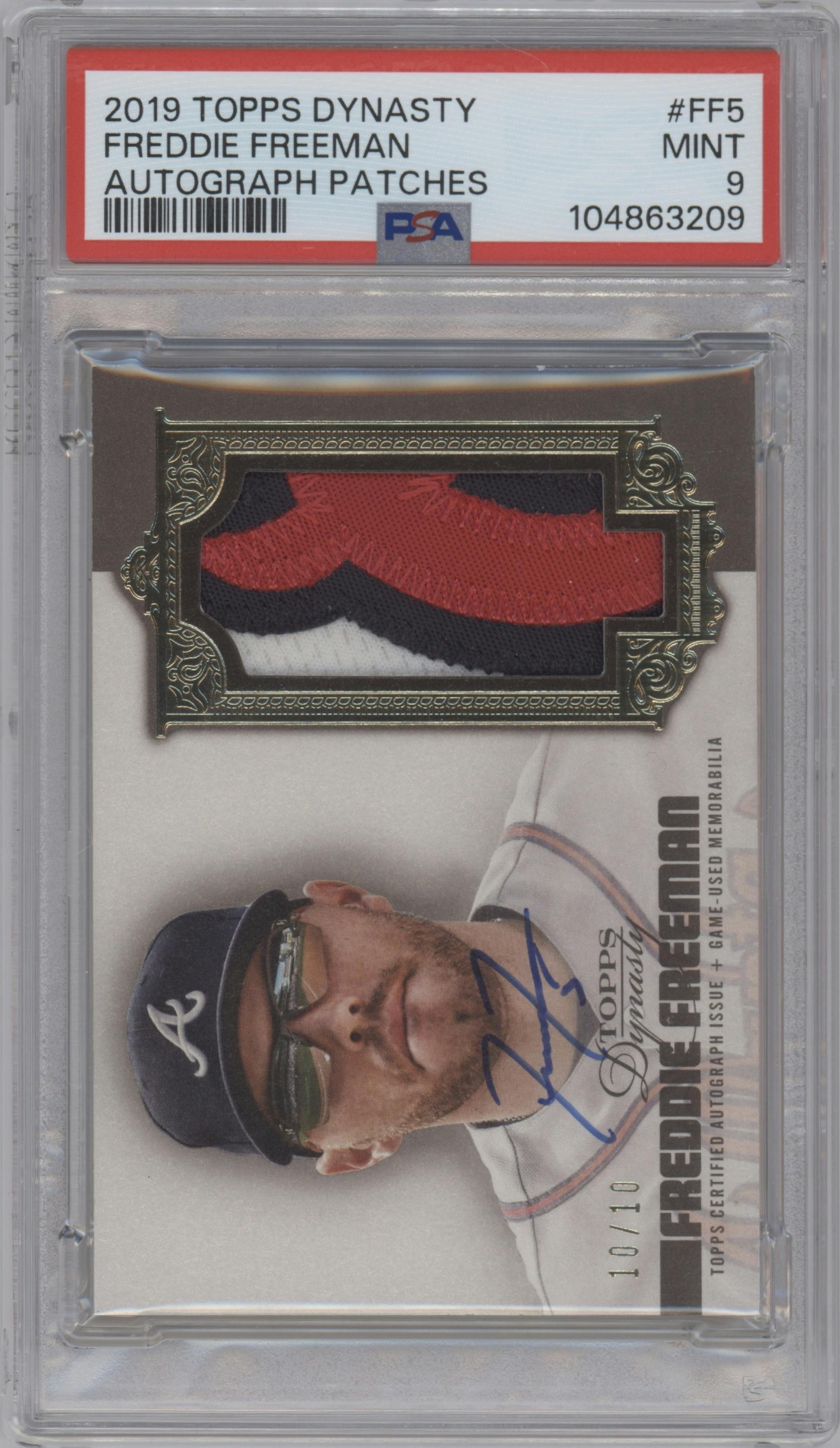 Freddie Freeman from the 2019 Topps Dynasty set graded by PSA and given an overall grade of 9.