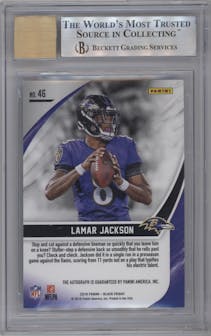 Lamar Jackson from the 2018 Panini Black Friday set graded by Beckett and given an overall grade of 9.