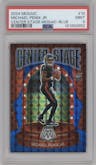 Michael Penix Jr. from the 2024 Panini Mosaic set featuring a Blue parallel graded by PSA and given an overall grade of 9.