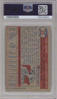 Frank Robinson from the 1957 Topps set graded by PSA and given an overall grade of 1.5.
