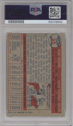 Frank Robinson from the 1957 Topps set graded by PSA and given an overall grade of 1.5.