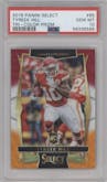 Tyreek Hill from the 2016 Panini Select set featuring a Tri-Color parallel graded by PSA and given an overall grade of 10.