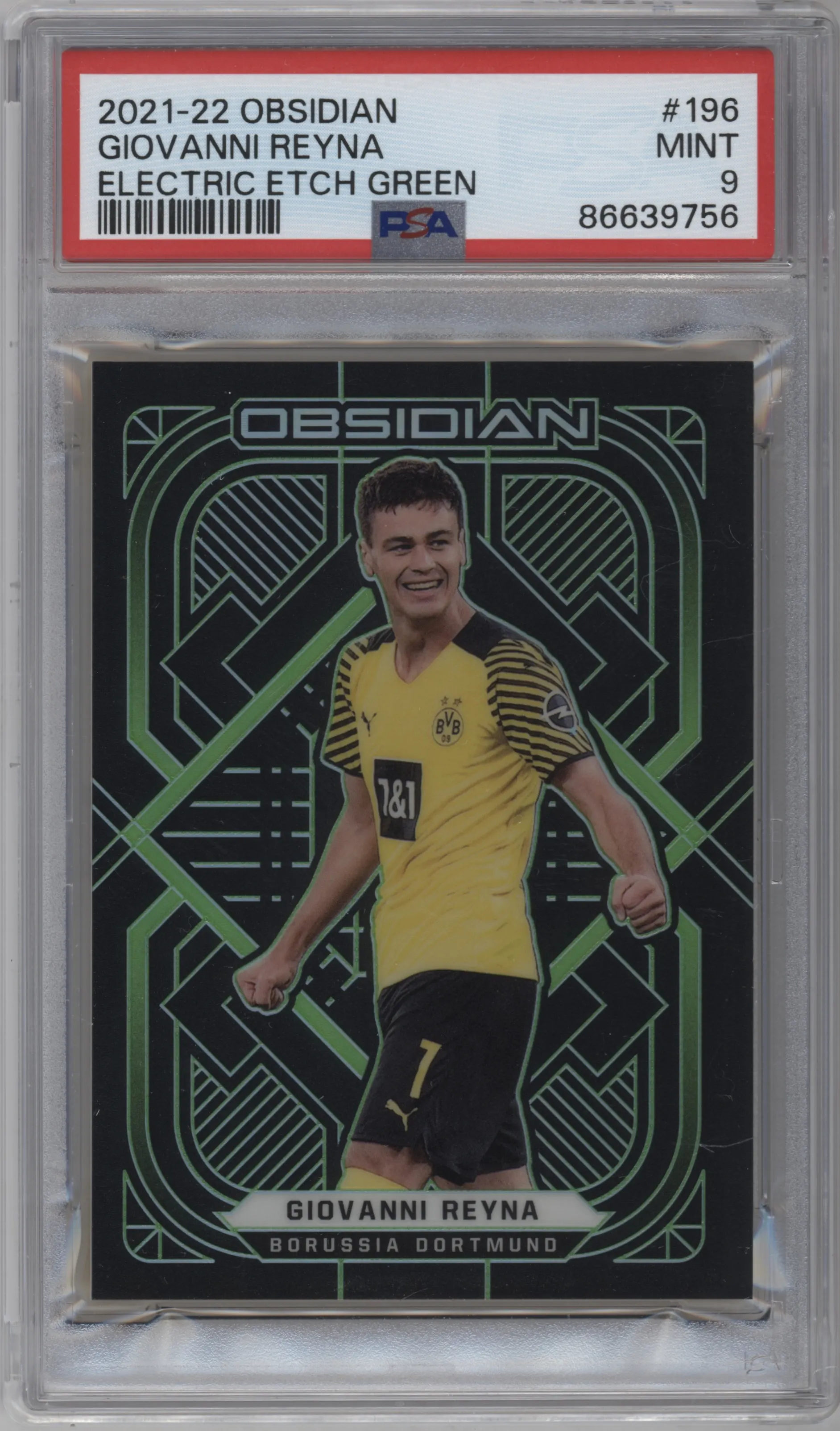 2021 Panini Obsidian Giovanni Reyna Electric Etch Green PSA 9