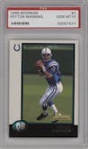 Peyton Manning from the 1998 Bowman set graded by PSA and given an overall grade of 10.