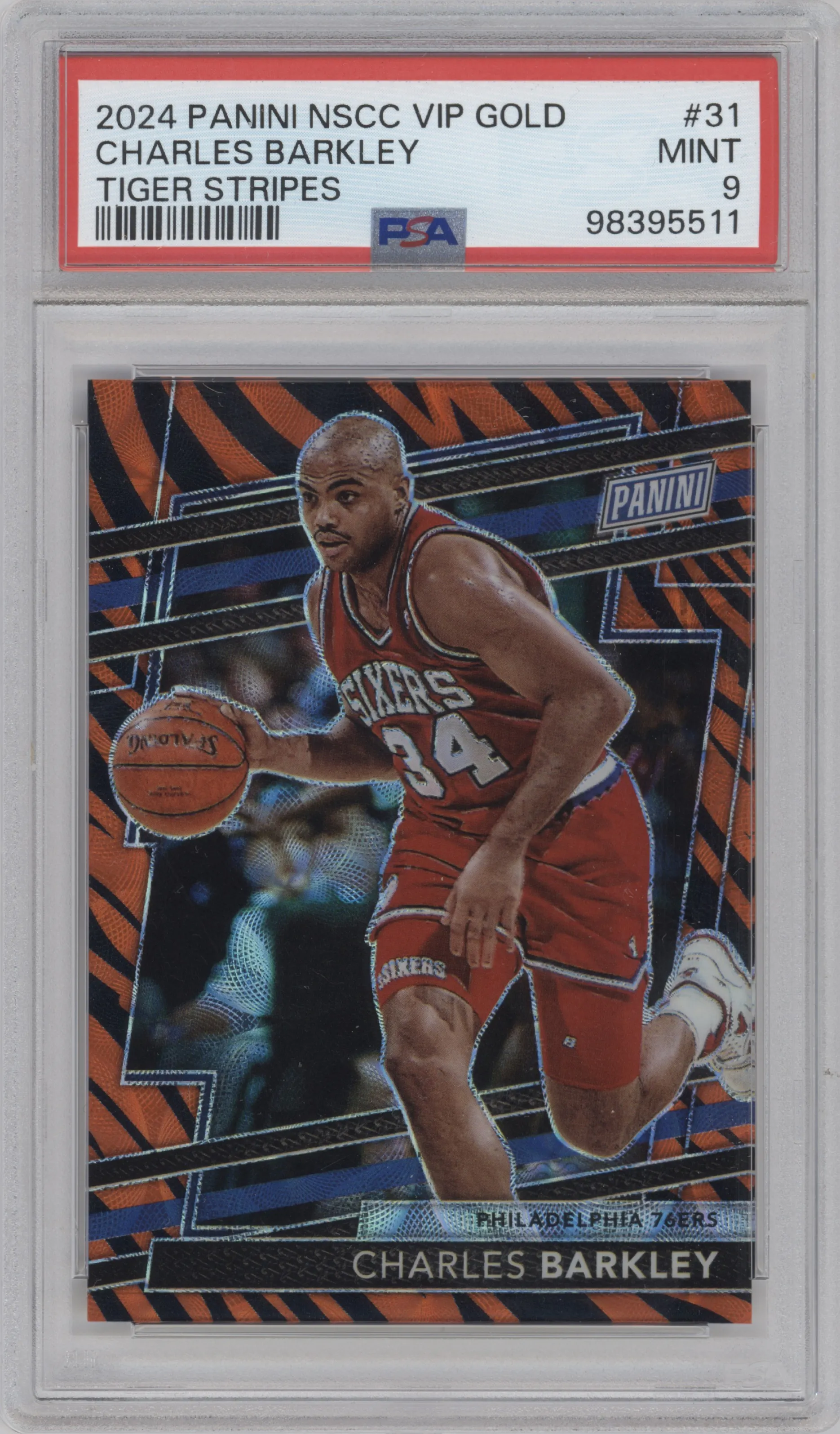 2024 Panini The National VIP Gold Pack Charles Barkley Tiger Stripes #31 PSA 9
