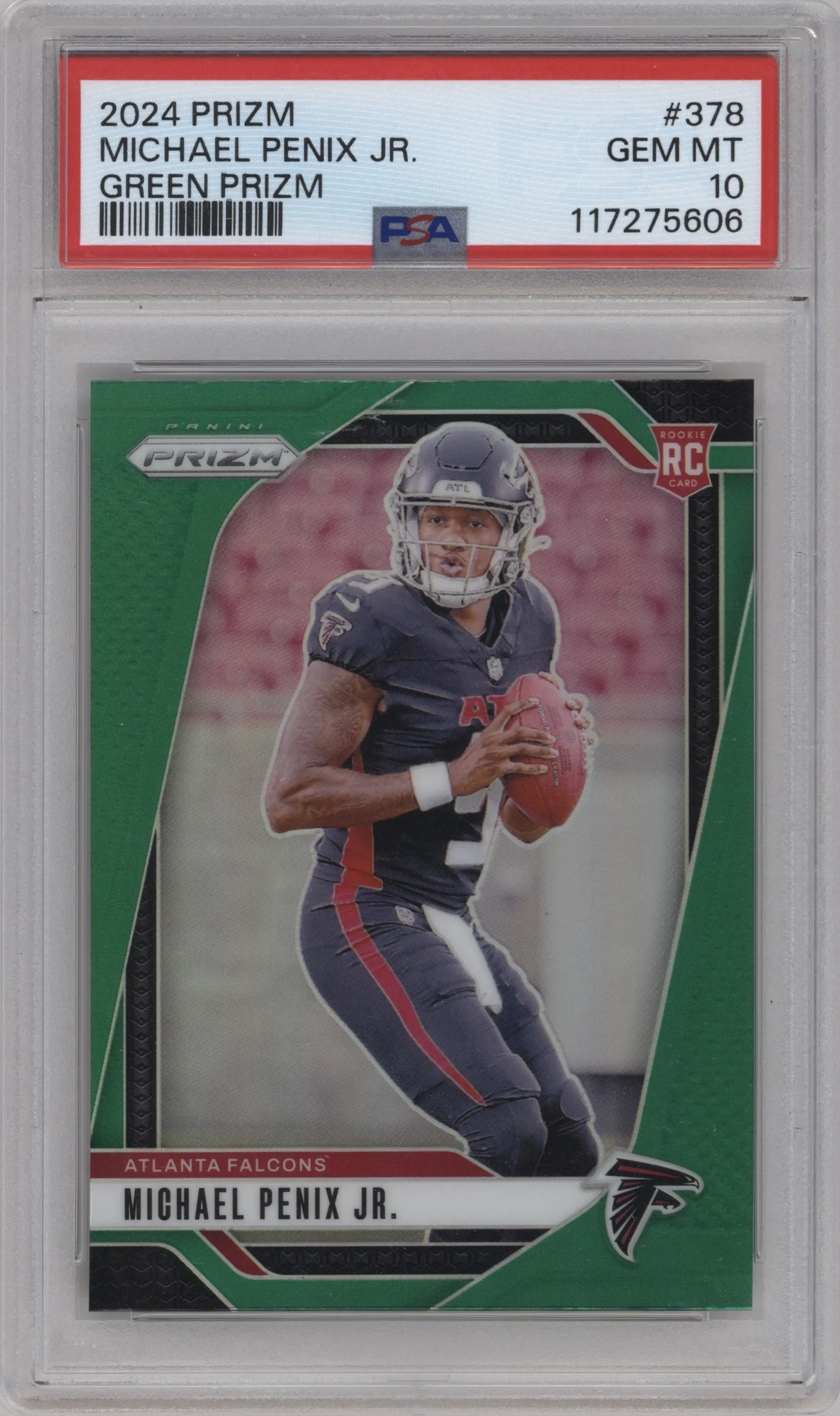 2024 Panini Prizm Michael Penix Jr. Green Prizm #378 PSA 10