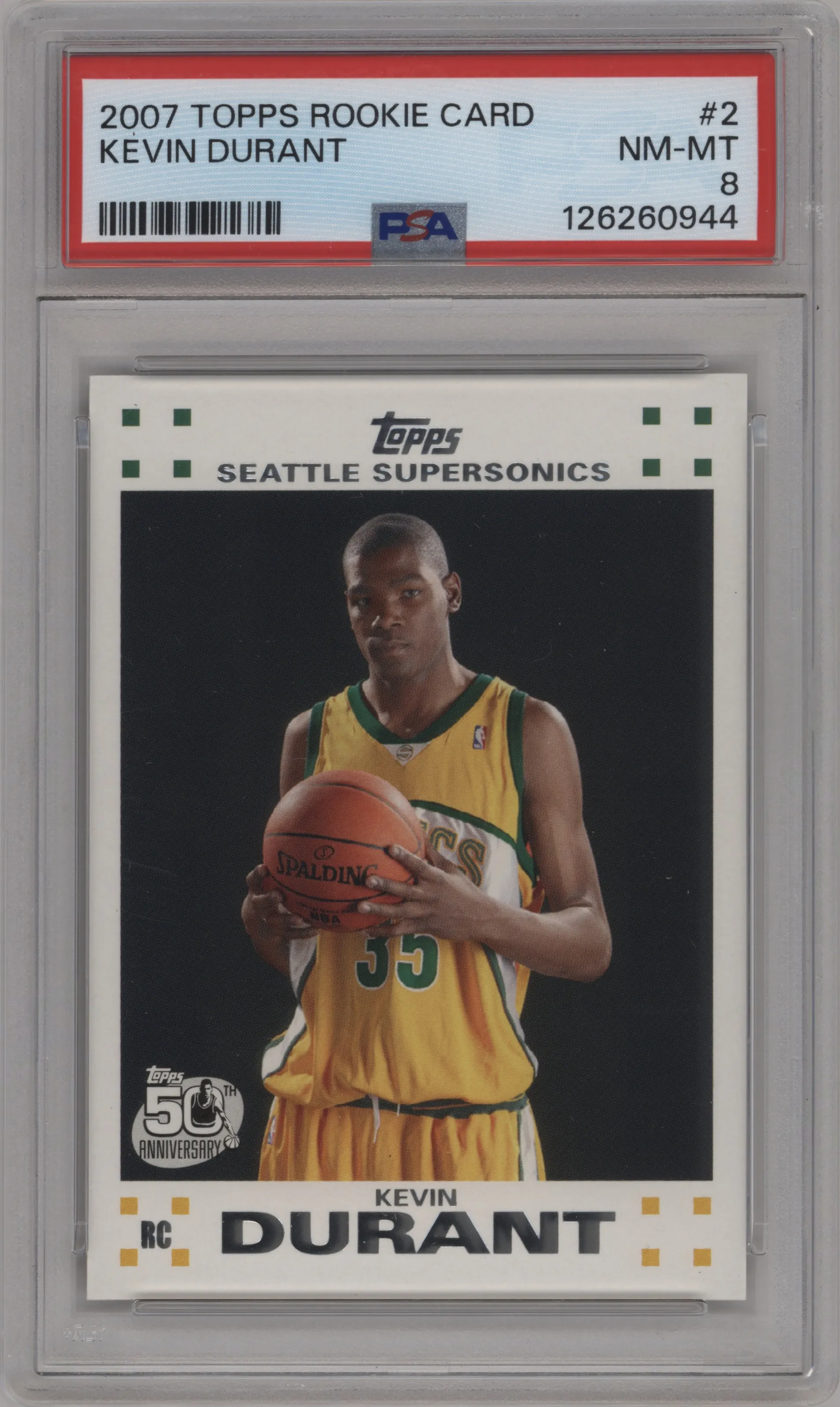 2007 Topps Rookie Set Kevin Durant PSA 8