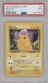 Pikachu from the 2000 Pokemon set graded by PSA and given an overall grade of 9.